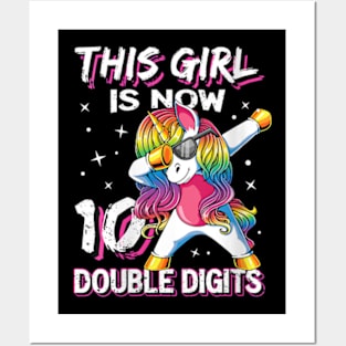 Womens This Girl Is Now 10 Double Digits 10th birthday Posters and Art